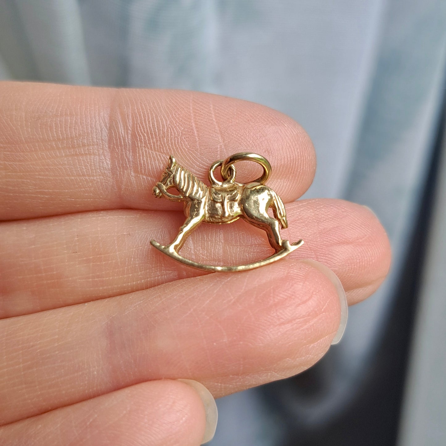 Solid 9ct Yellow Gold Rocking Horse Charm