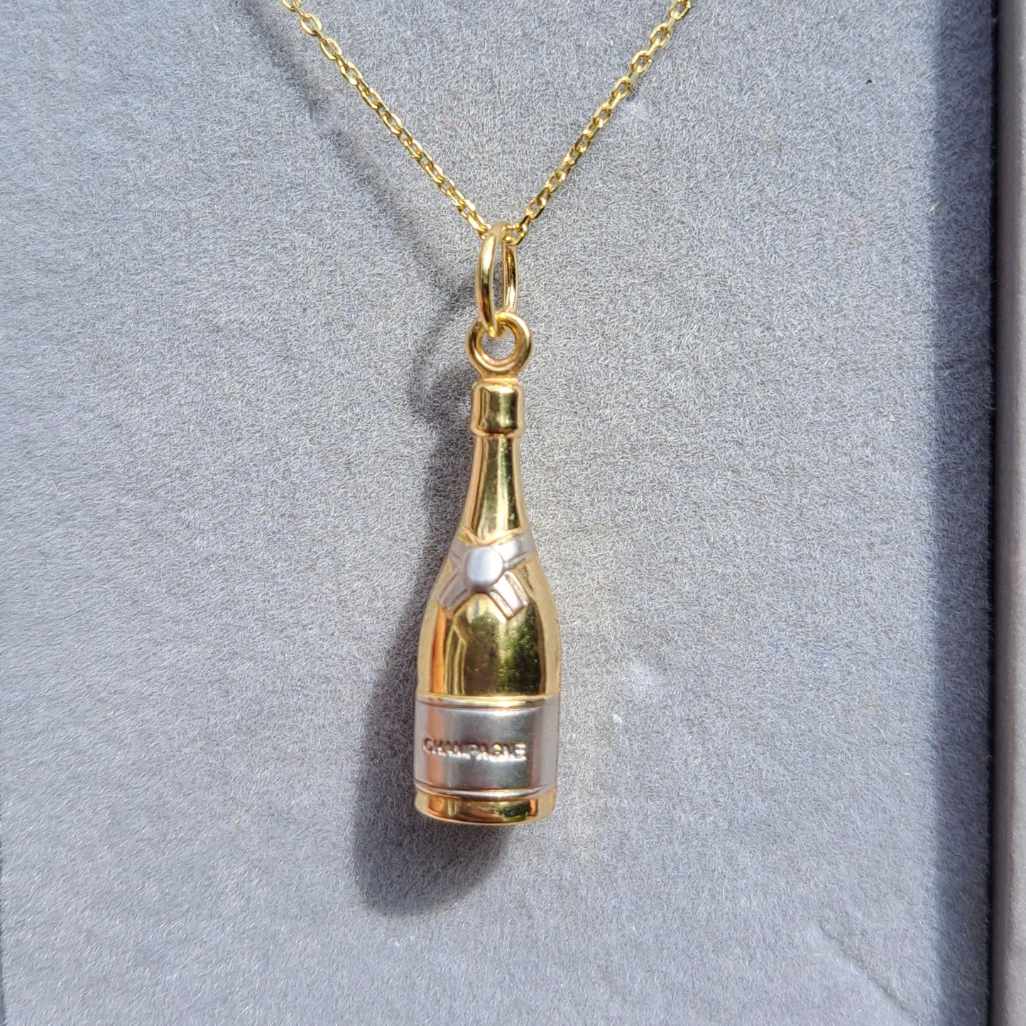 9ct Yellow and White Gold Champagne Bottle Charm