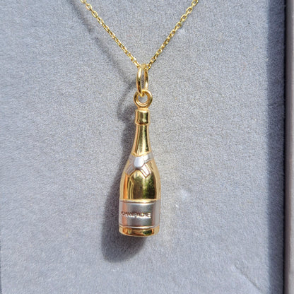 9ct Yellow and White Gold Champagne Bottle Charm