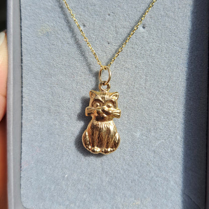 Vintage 9ct Gold Cat Charm, 1990s