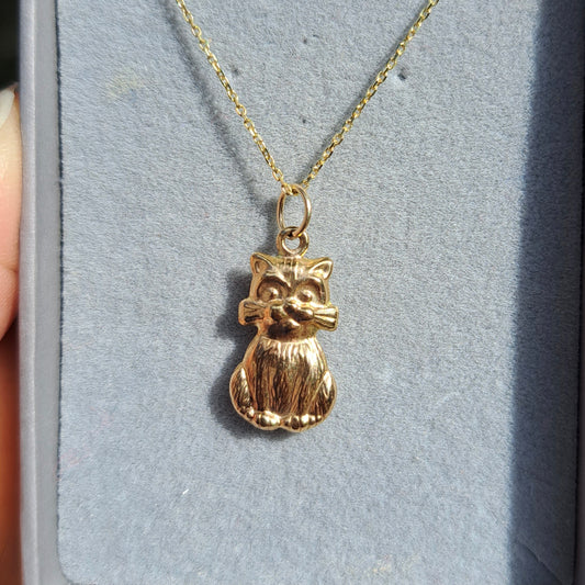 Vintage 9ct Gold Cat Charm, 1990s