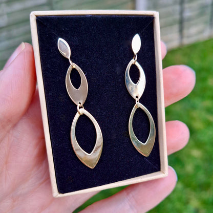 Late Vintage 9ct Gold Open Dangle Earrings
