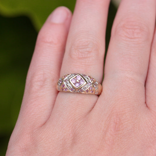 Vintage 9ct Gold Pale Pink Sapphire Domed Ring, 1994