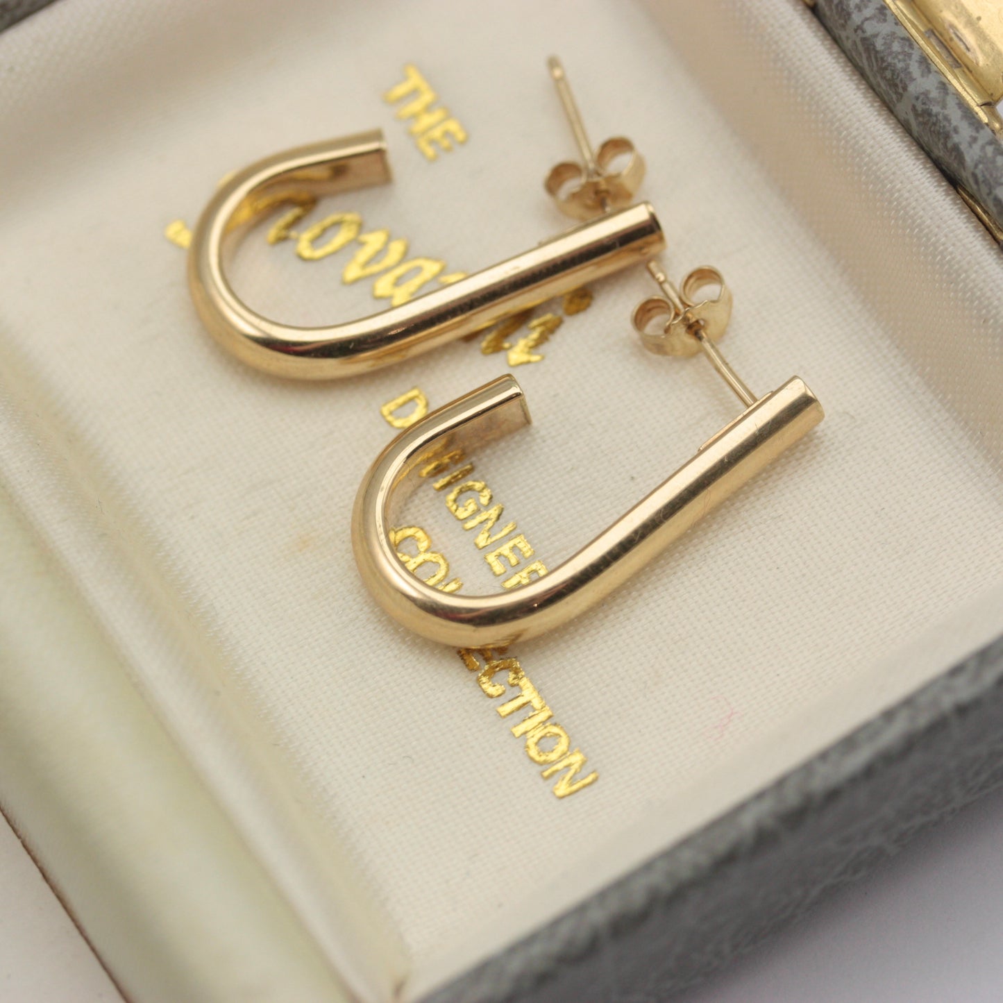 Pre-owned 9ct Yellow Gold Curved Half Hoop Stud Earrings