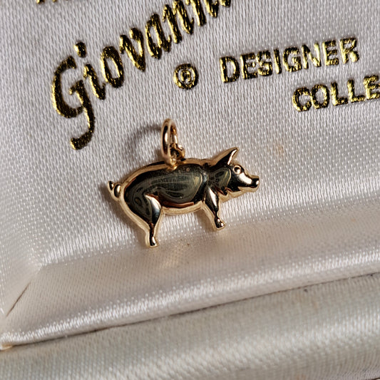 Small Vintage 9ct Gold Lucky Pig Charm