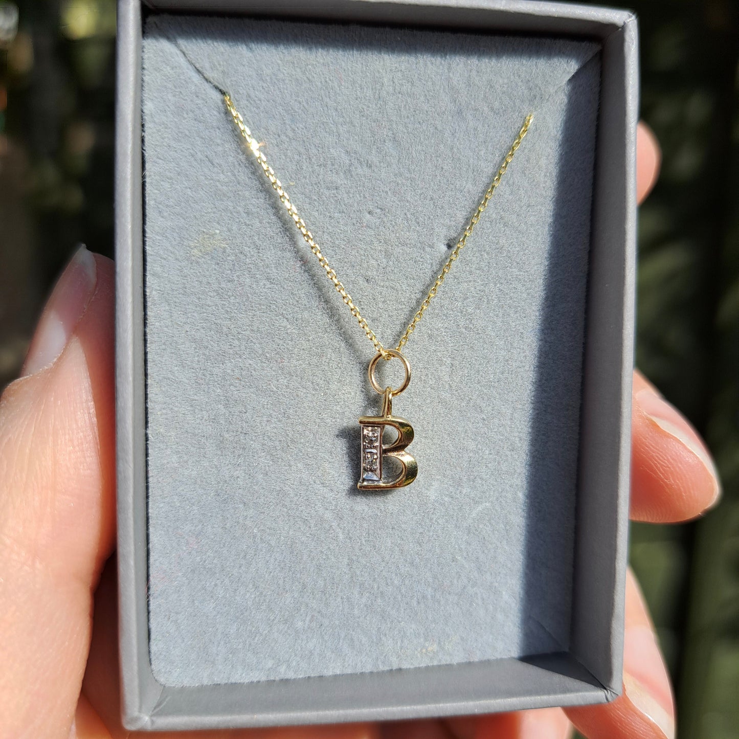 Vintage 9ct Gold and Diamonds Letter B Charm