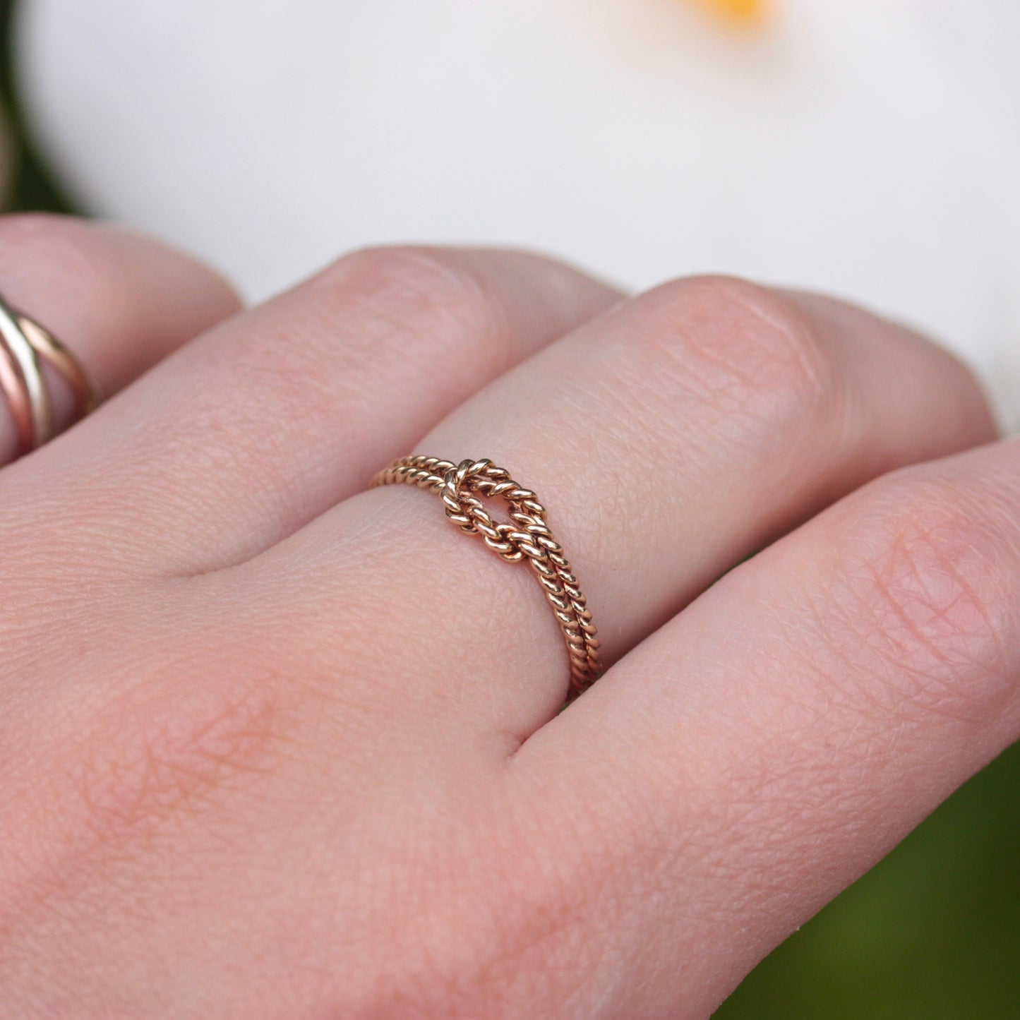 Dainty Vintage 9ct Gold Rope Knot Ring