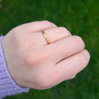 Vintage 22ct Gold Slim Wedding Band Ring, 1953
