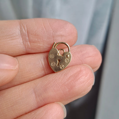 Vintage 9ct Gold Mini Heart Padlock Clasp Charm