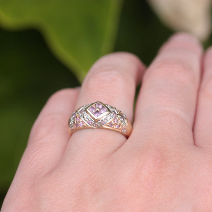 Vintage 9ct Gold Pale Pink Sapphire Domed Ring, 1994