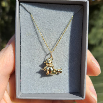 Vintage 9ct Gold Puffy Witch Charm, 1990s