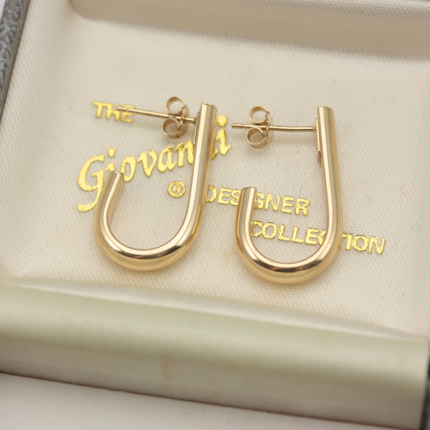 Pre-owned 9ct Yellow Gold Curved Half Hoop Stud Earrings