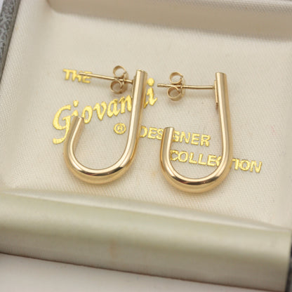 Pre-owned 9ct Yellow Gold Curved Half Hoop Stud Earrings