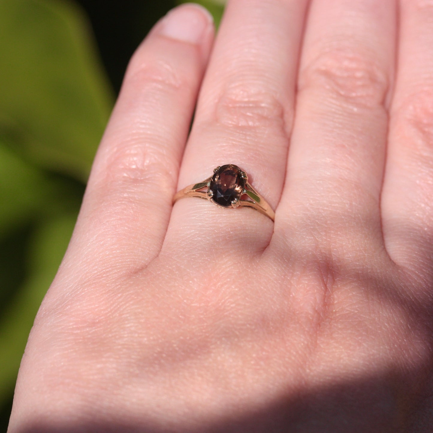 Vintage 9ct Gold Smoky Quartz Solitaire Ring, 1986