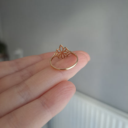 Vintage 9ct Gold Open Flower Ring, 1991