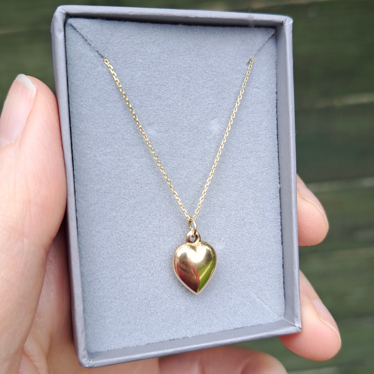 Vintage 9ct Gold Plain Puffy Heart Charm, 11mm