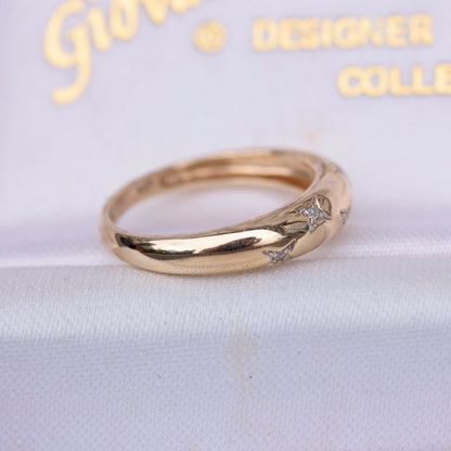 Pre-owned 9ct Gold Star Set Diamond Domed Ring