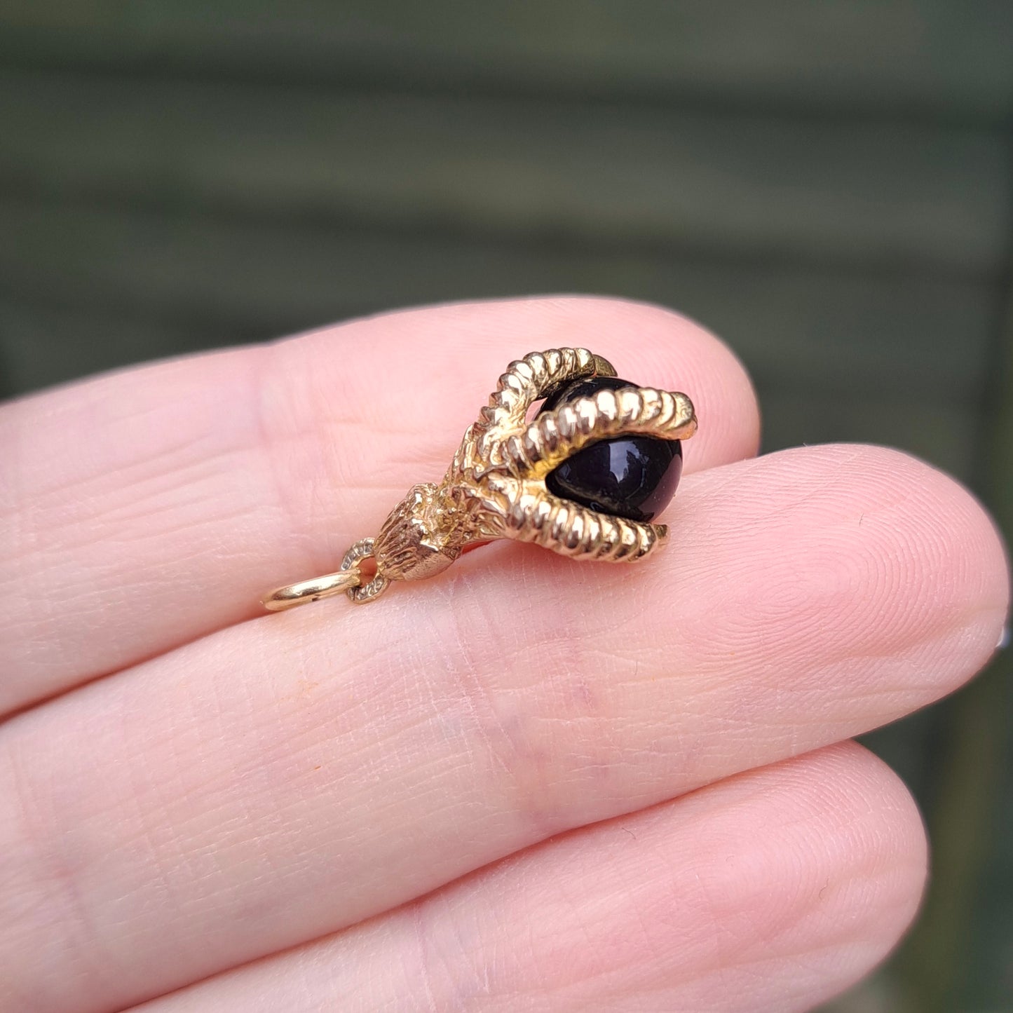 Vintage 9ct Gold Claw Holding Onyx Ball Charm, 1991