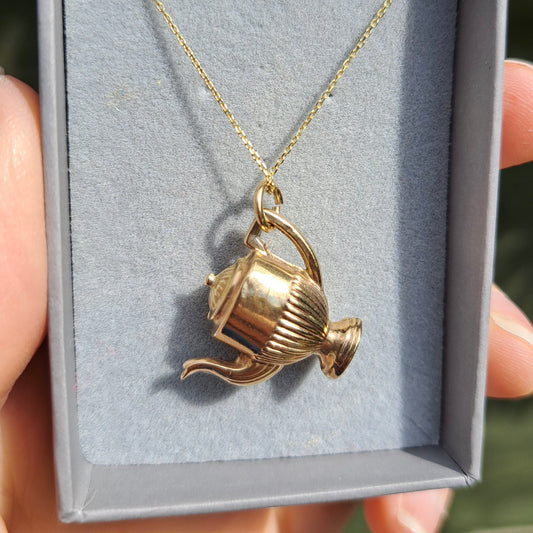 Vintage 9ct Gold Large Coffee Pot Charm, 1965