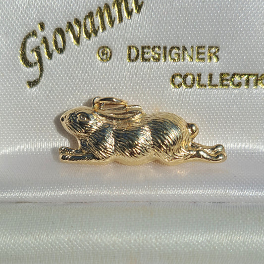 Vintage 9ct Gold Running Rabbit Charm, 1975