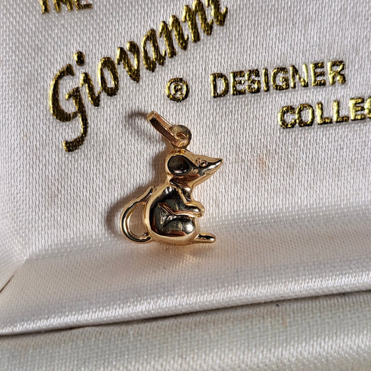 Small Vintage 9ct Gold Sitting Mouse Charm