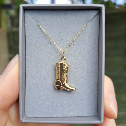 9ct Yellow Gold Cowboy Boot Charm