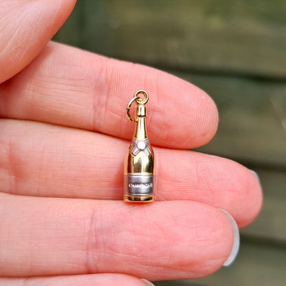 9ct Yellow and White Gold Champagne Bottle Charm