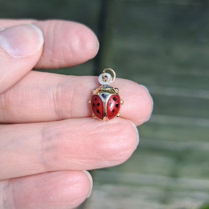 Vintage 9ct Gold and Enamel Ladybird Charm