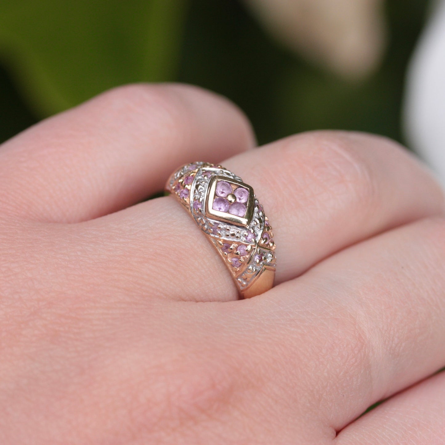 Vintage 9ct Gold Pale Pink Sapphire Domed Ring, 1994
