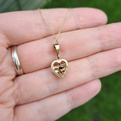 Vintage 9ct Gold and Garnet Cluster Heart Pendant, 1979
