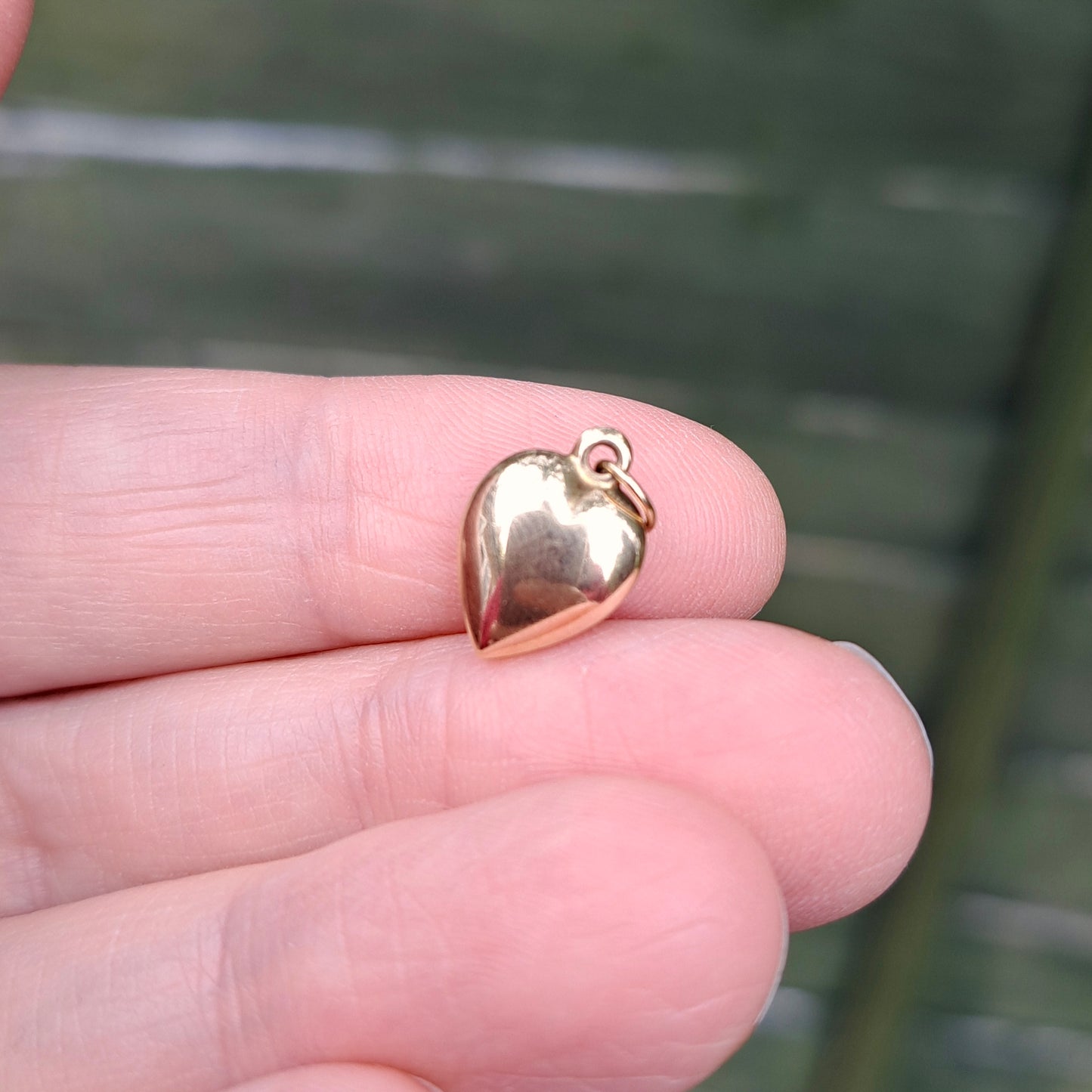 Vintage 9ct Gold Plain Puffy Heart Charm, 11mm