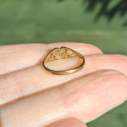 Vintage 9ct Gold Diamond Heart Signet Ring, 1992, G 1/2