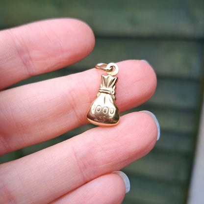 9ct Yellow Gold $1000 Money Bag Charm, Unoaerre