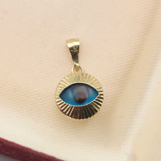 14k gold turkish eye pendant