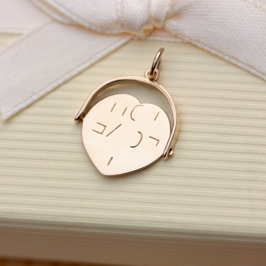 Vintage 9ct Gold "I LOVE YOU" Heart Spinner Pendant