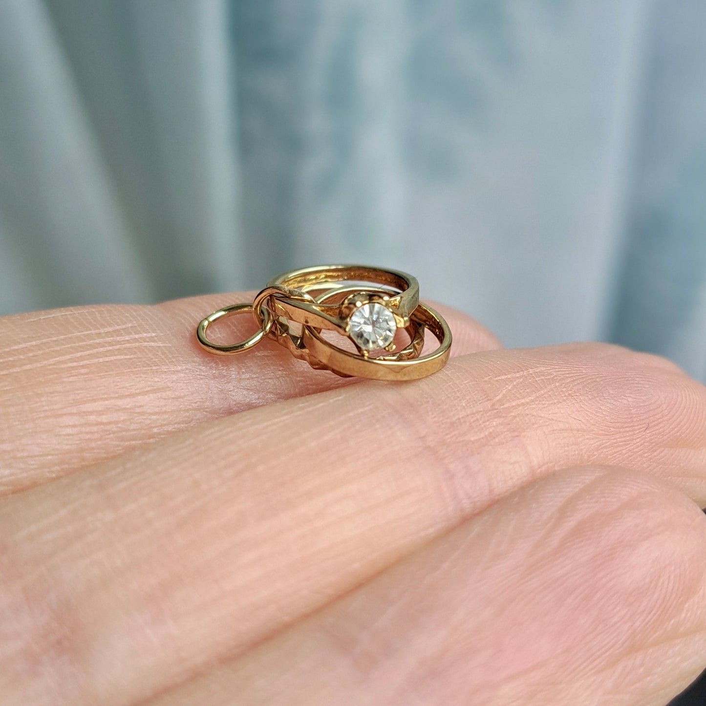 Vintage 9ct Gold Ring Set Charm - Wedding, Engagement, Eternity