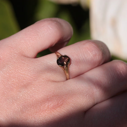 Vintage 9ct Gold Smoky Quartz Solitaire Ring, 1986