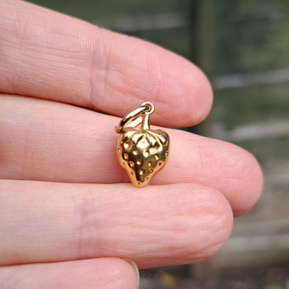 9ct Gold Puffy Strawberry Charm