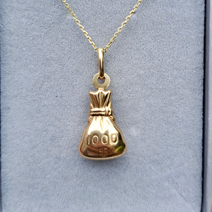 9ct Yellow Gold $1000 Money Bag Charm, Unoaerre