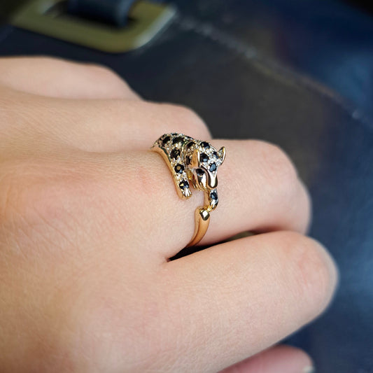 9ct gold sapphire diamond panther ring