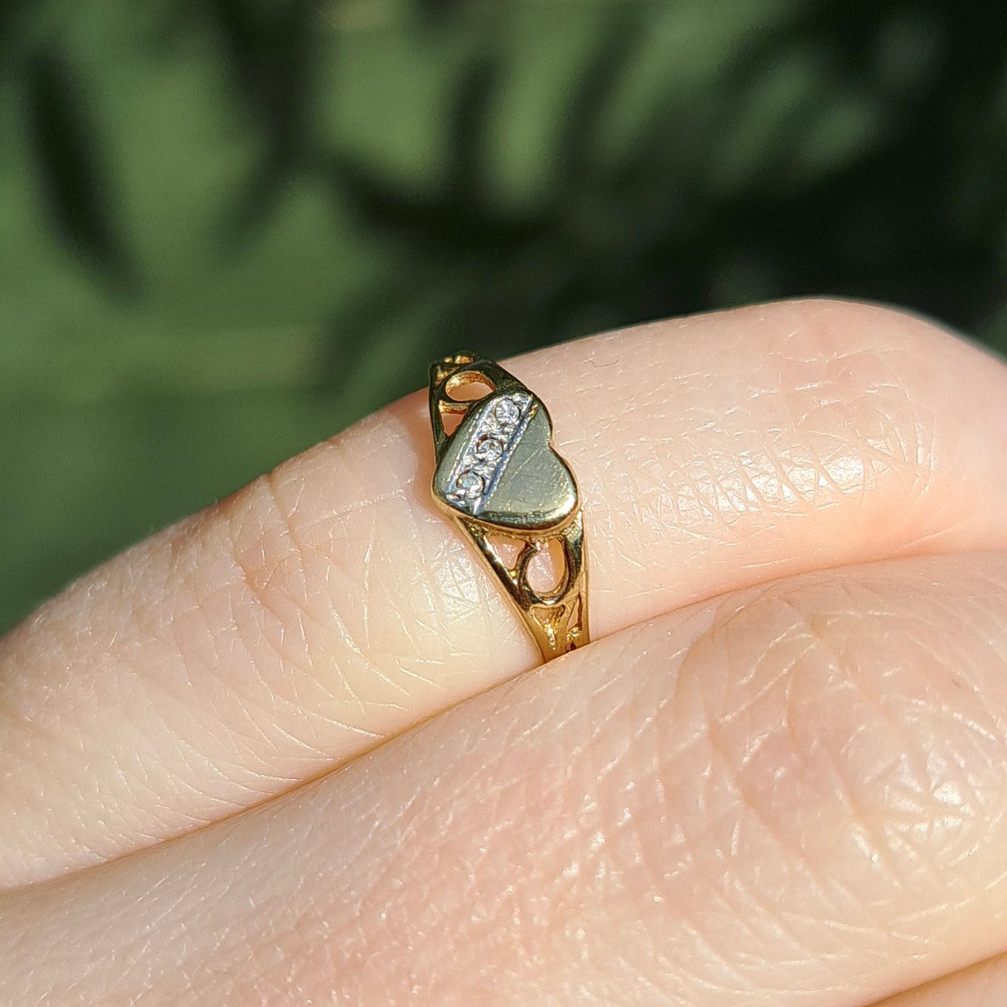 Vintage 9ct Gold Diamond Heart Signet Ring, 1992, G 1/2