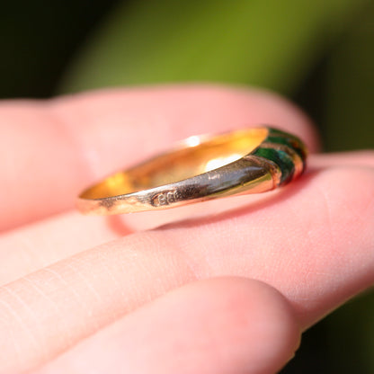 Antique German 14K Gold and Enamel Croissant Ring