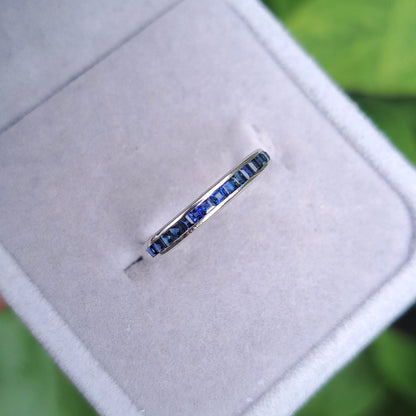 Pre-owned Solid 9ct White Gold Sapphire Half Eternity Ring