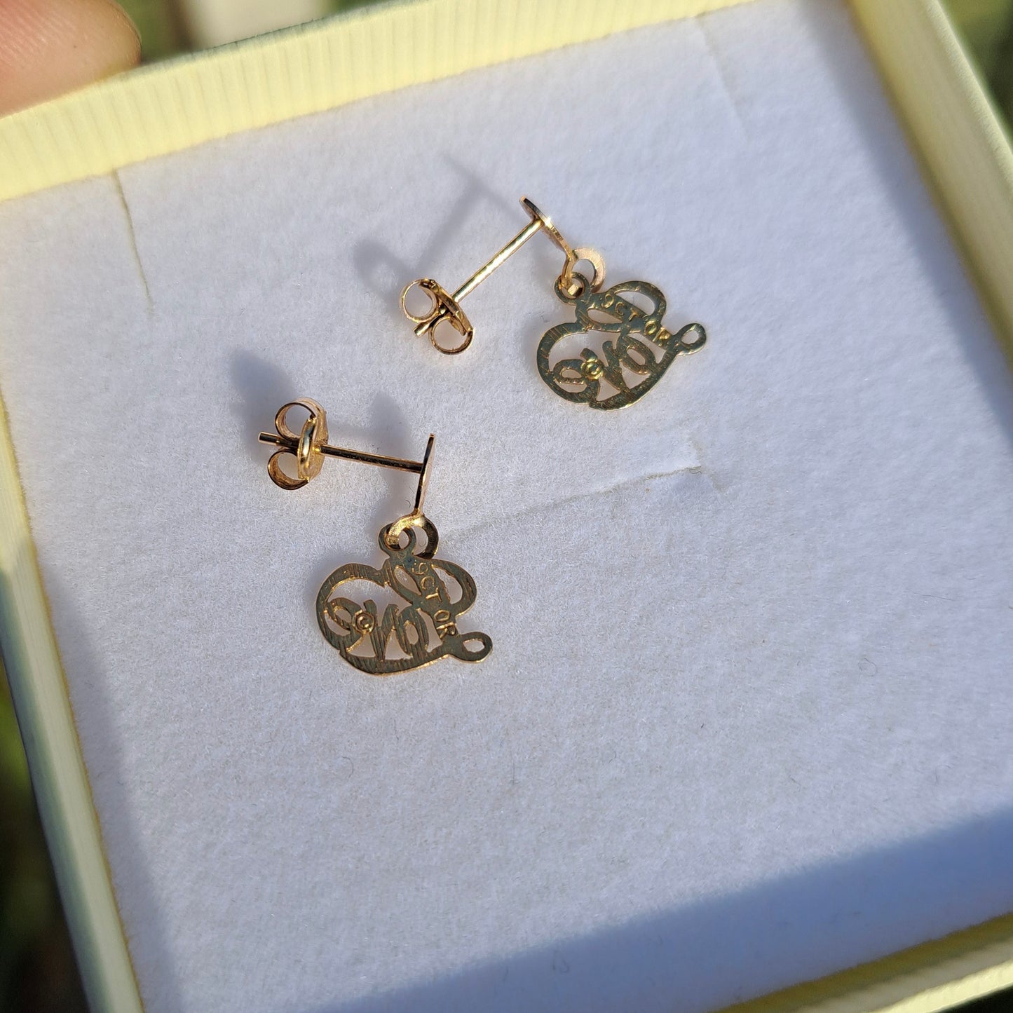 Vintage 9ct Gold "LOVE" Earrings