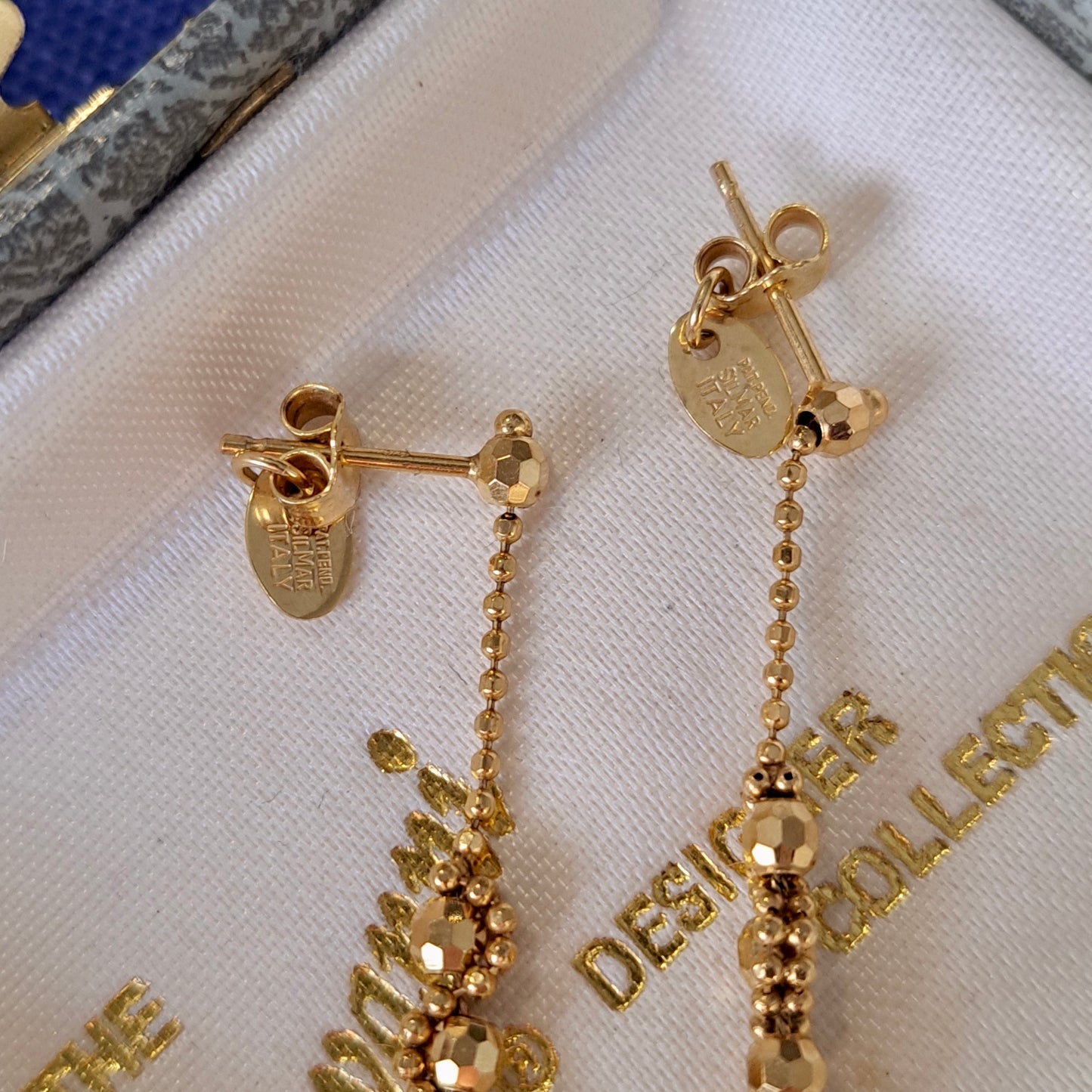 Pre-owned 9ct gold Beaded Dangle Earrings, Silmar Italy