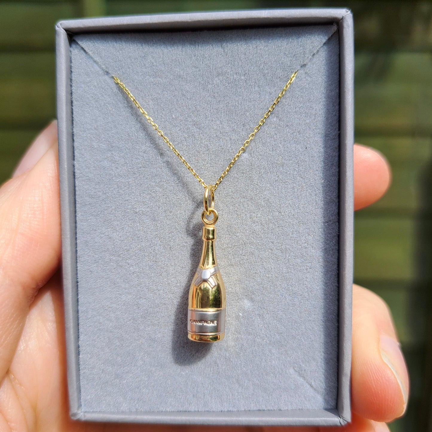 9ct Yellow and White Gold Champagne Bottle Charm