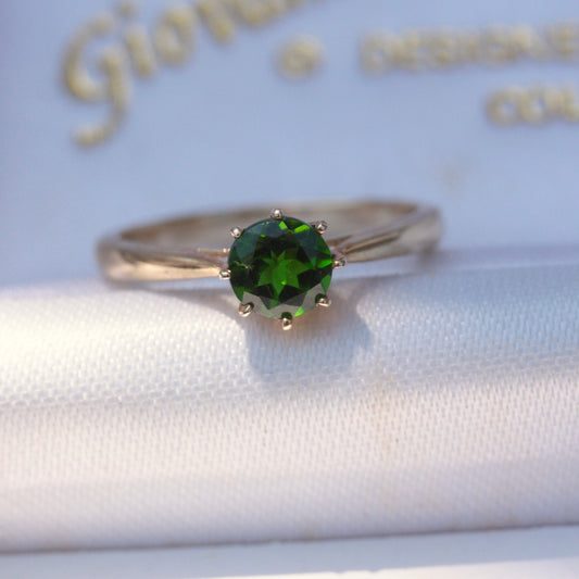 Pre-owned 9ct Gold Chrome Diopside Solitaire Ring