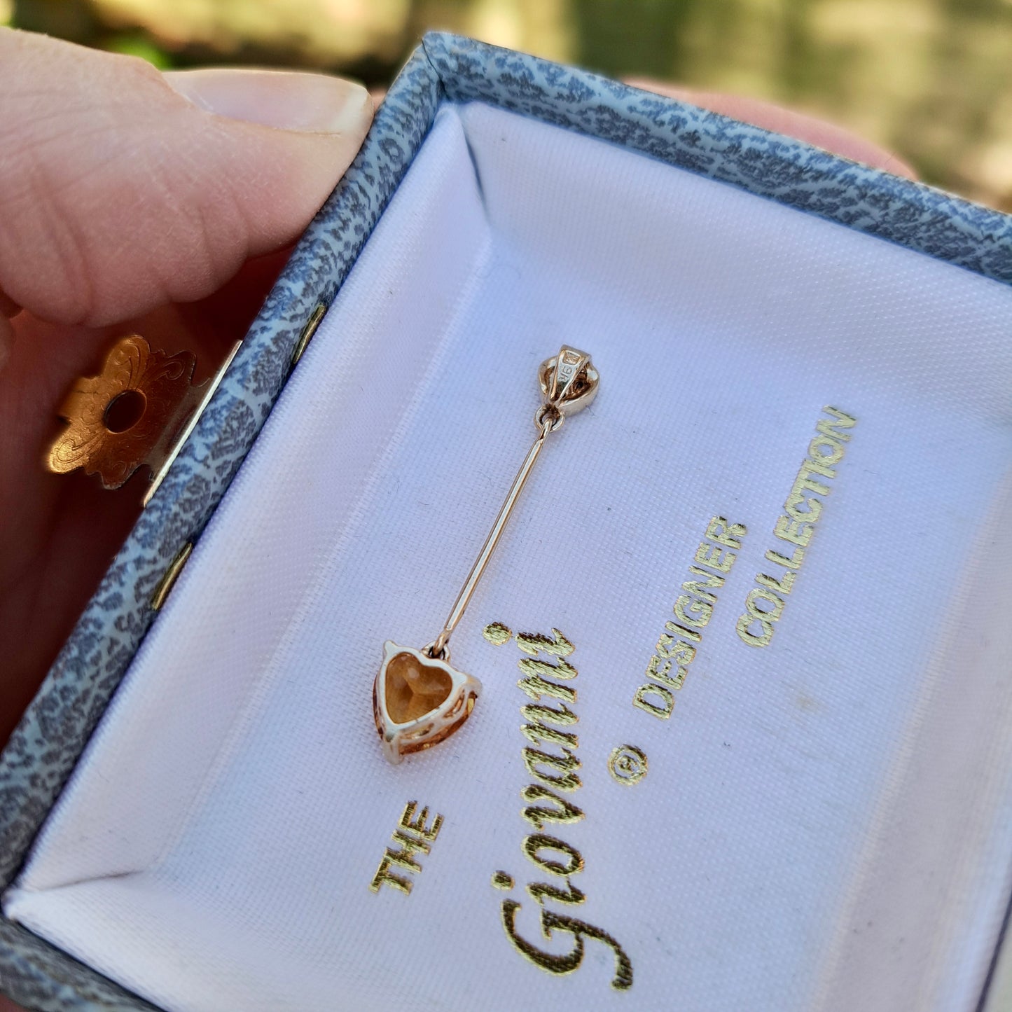 Pre-owned 9ct Gold, Citrine and Diamond Heart Drop Pendant
