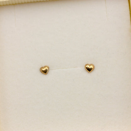9ct Yellow Gold Mini Heart Stud Earrings