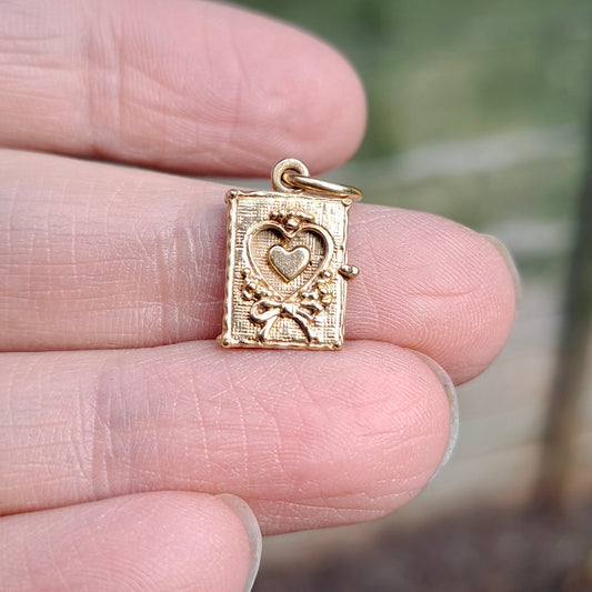 Rare Vintage 9ct Gold "Love Story" Opening Book Charm